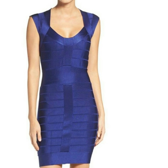 French Connection Blue Bandage Bodycon Dress - Size 6, M - Picture 1 of 3